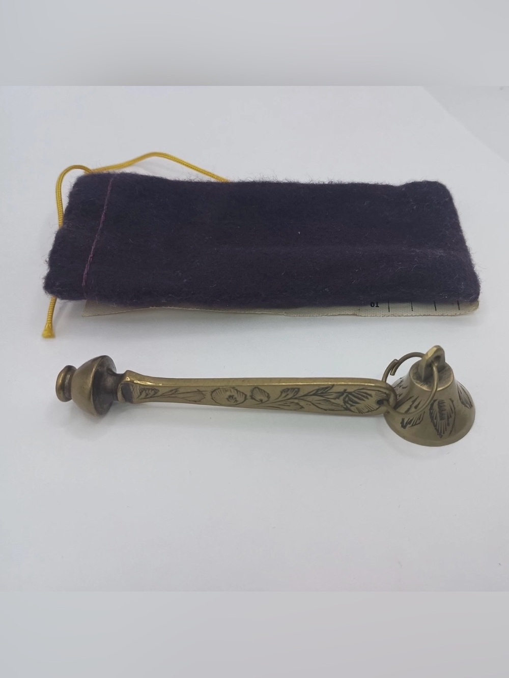 Sarna Brass Rotary Telephone Dialer W/ Bell and felt bag Etched India 547.T VTG